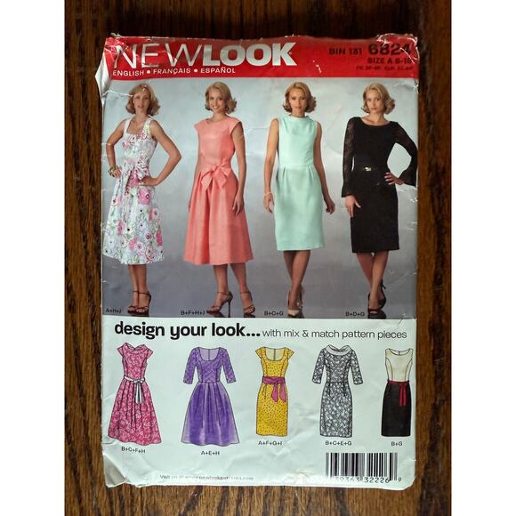 UC FF NEWLOOK 6824 Sewing Pattern 9 Pattern Pieces Mix & Match Retro Dress 8-18 - Picture 2 of 6